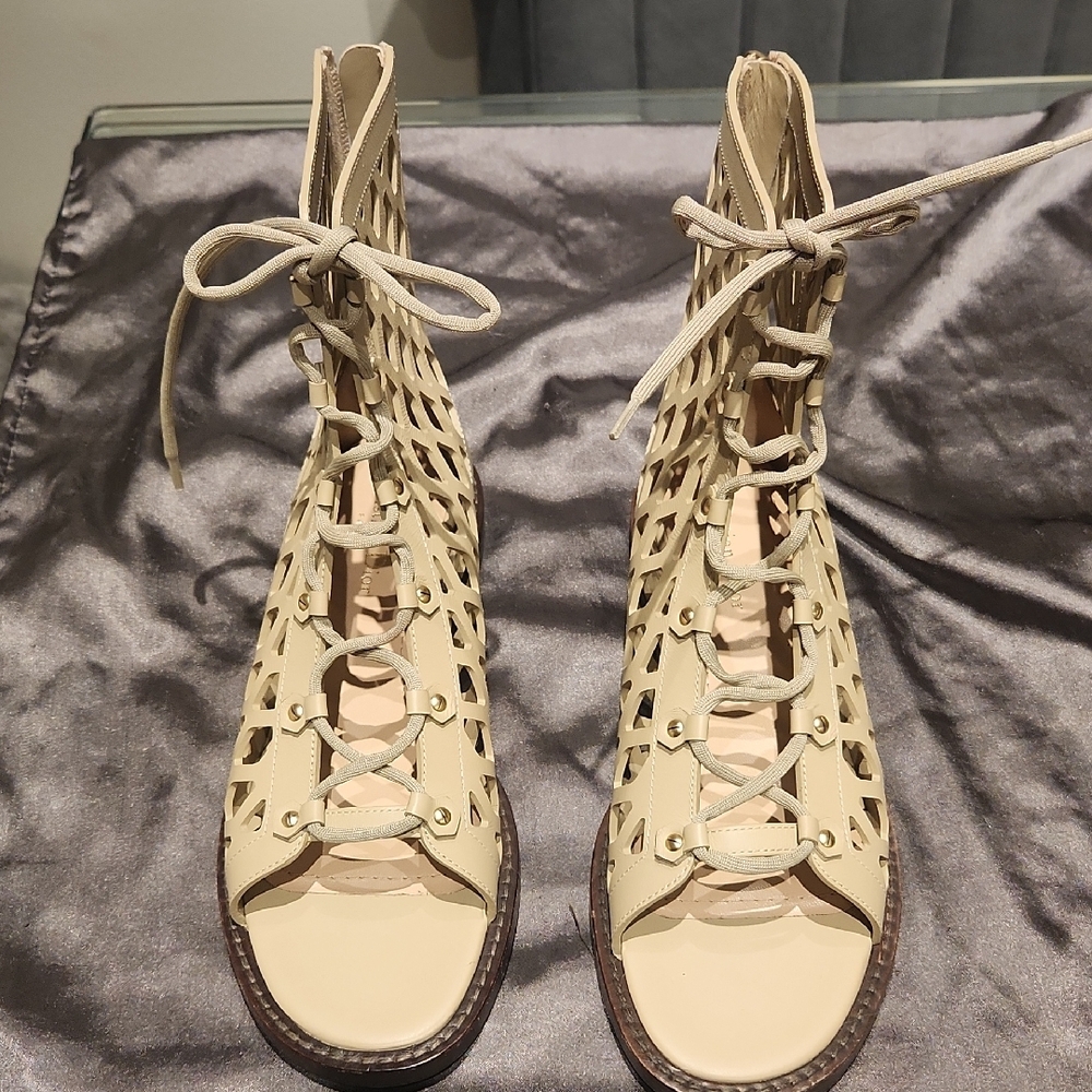 Dior Women's Beige Lace-Up Sandals